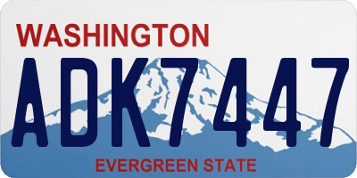 WA license plate ADK7447