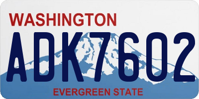 WA license plate ADK7602