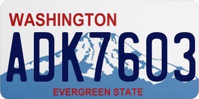 WA license plate ADK7603