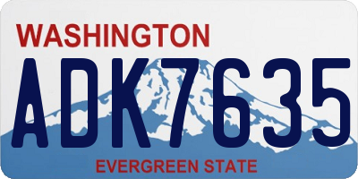 WA license plate ADK7635