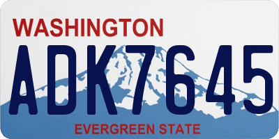 WA license plate ADK7645