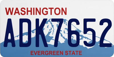 WA license plate ADK7652