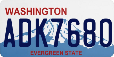 WA license plate ADK7680