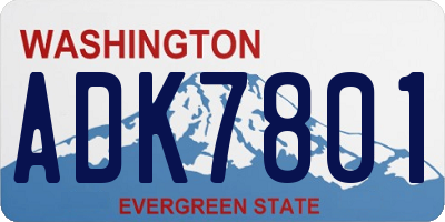 WA license plate ADK7801