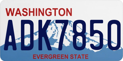 WA license plate ADK7850