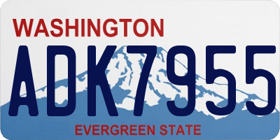 WA license plate ADK7955