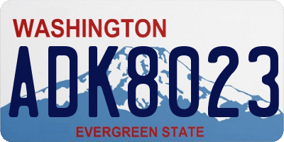 WA license plate ADK8023