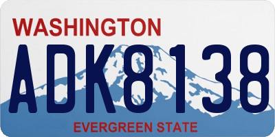 WA license plate ADK8138
