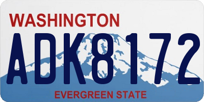 WA license plate ADK8172