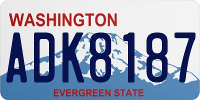 WA license plate ADK8187