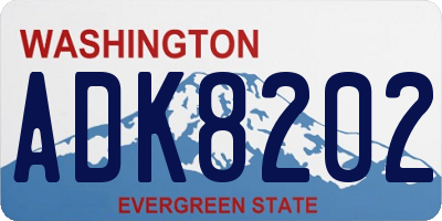 WA license plate ADK8202