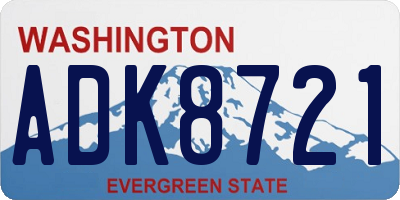 WA license plate ADK8721