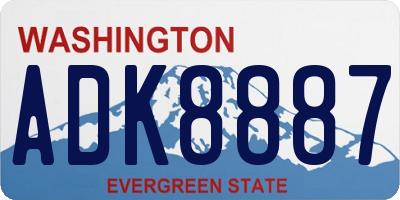 WA license plate ADK8887