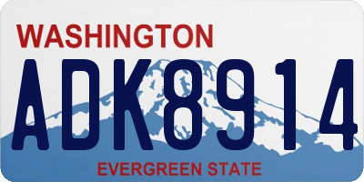 WA license plate ADK8914