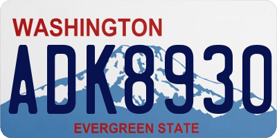 WA license plate ADK8930