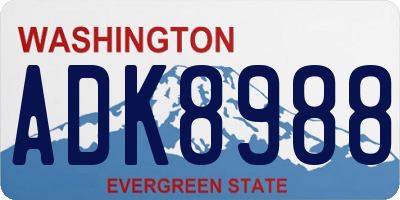 WA license plate ADK8988