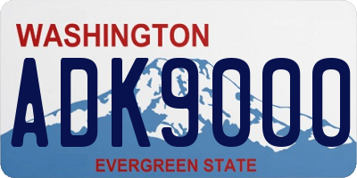 WA license plate ADK9000
