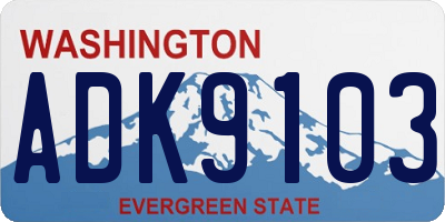 WA license plate ADK9103