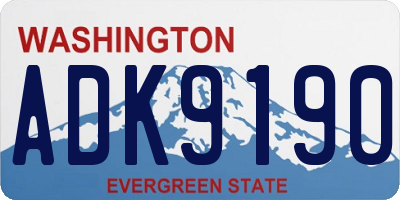 WA license plate ADK9190