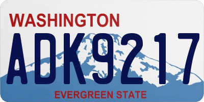WA license plate ADK9217