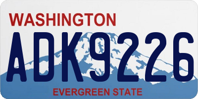 WA license plate ADK9226