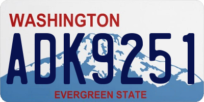 WA license plate ADK9251