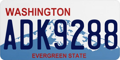 WA license plate ADK9288