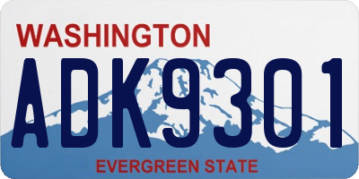 WA license plate ADK9301