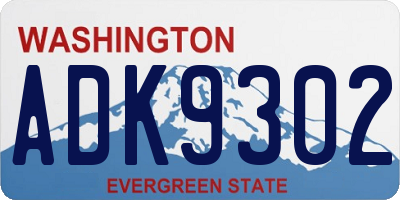 WA license plate ADK9302