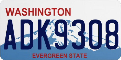 WA license plate ADK9308