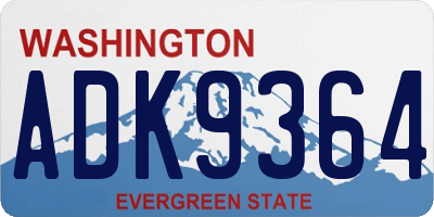 WA license plate ADK9364