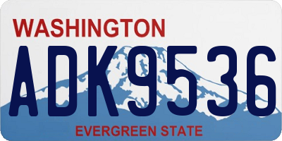 WA license plate ADK9536