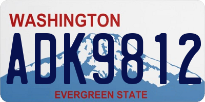 WA license plate ADK9812