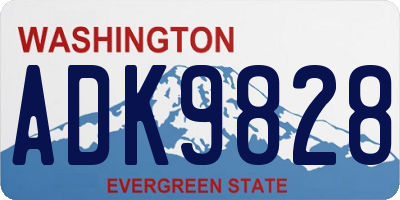 WA license plate ADK9828