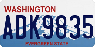 WA license plate ADK9835