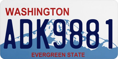 WA license plate ADK9881