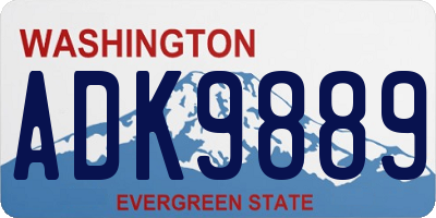 WA license plate ADK9889