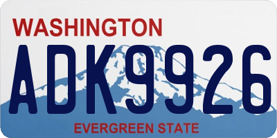 WA license plate ADK9926