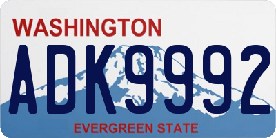 WA license plate ADK9992