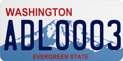 WA license plate ADL0003