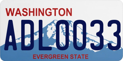 WA license plate ADL0033