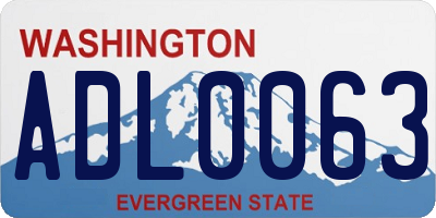 WA license plate ADL0063