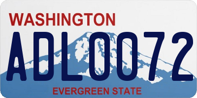 WA license plate ADL0072