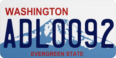 WA license plate ADL0092