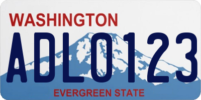 WA license plate ADL0123