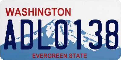 WA license plate ADL0138