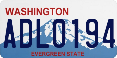 WA license plate ADL0194