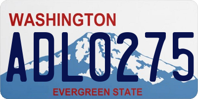 WA license plate ADL0275