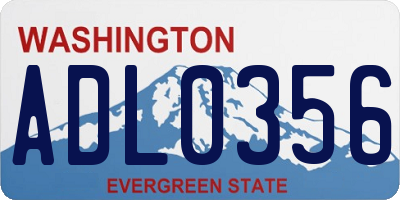 WA license plate ADL0356