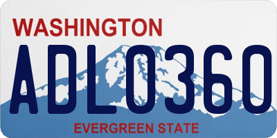 WA license plate ADL0360